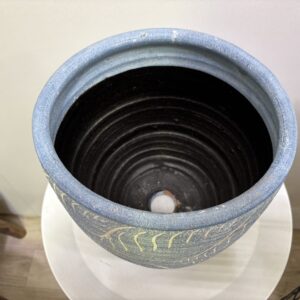 陶器鉢　葉柄　青色　7号サイズ - 画像 (2)