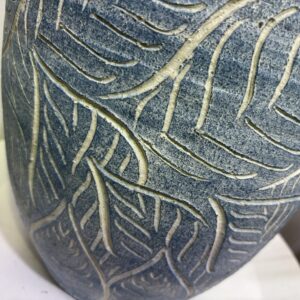陶器鉢　葉柄　青色　7号サイズ - 画像 (3)