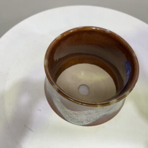 陶器鉢　茶色　模様入り　3.5号サイズ - 画像 (2)